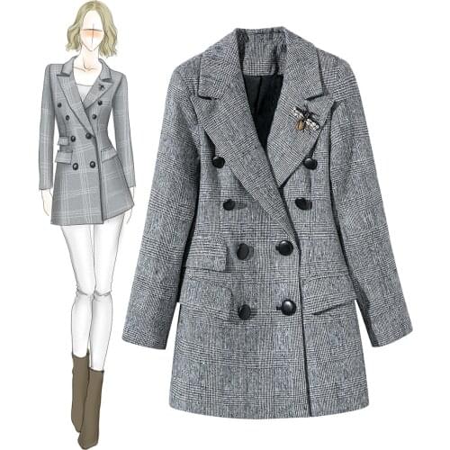 Little Bee Hand-embroidered Wool Mid-length Suit Jacket Slim Dress 2021 Boutique Womens New
