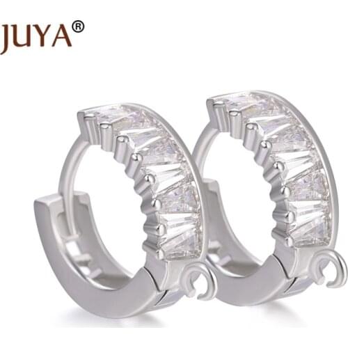 Luxury Zircon Crystal Earring Hooks Clasps Accessories For Women DIY Dangle Earrings Pearls Earrings Jewelry Material Supplies