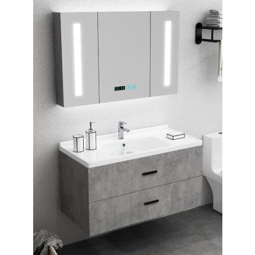 Nordic solid wood bathroom cabinet simple basin bathroom mirror cabinet washstand light luxury combination