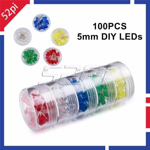100pcs of 5 Colors*20pcs 5mm LED Diode Light Assorted LED Set White Yellow Red Green Blue Electronic DIY Kit