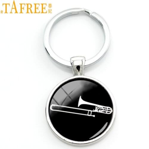 TAFREE 2017 musical instrument silhouette keychain Trombone key chain dj mixer musician jewelry jazz music band fans gift KC629