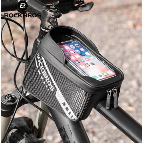 ROCKBROS Bicycle Bag Sensitive Touch Screen Reflective 1L Front Bike Bag Double Zipper Separate Storage Bag MTB Bike Accessories