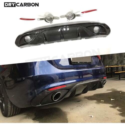 Carbon Fiber Rear Lip Diffuser Spoiler with Exhaust Tips for Alfa Romeo Giulia Sport 2016-2018 Style Rear Diffuser