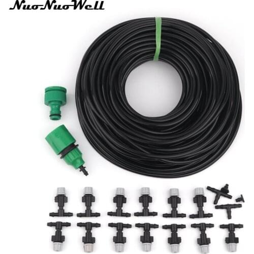 1 Set 30m Fog Cooling System Irrigation Kit Micro Sprinkler Watering Mist Nozzle 10M Hose Microns Garden Patio