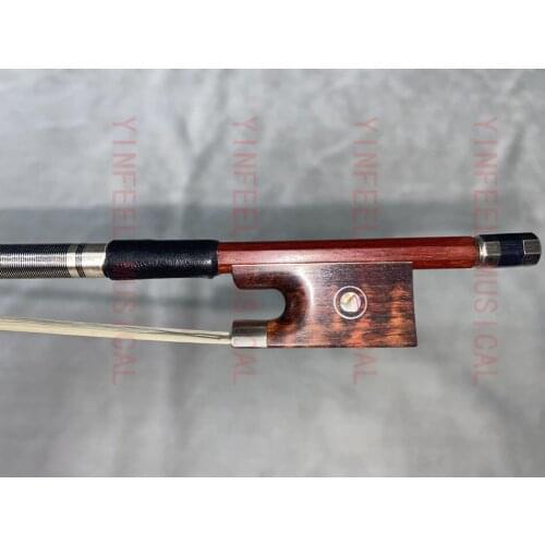 1pcs Full r Brazilwood snakewood frog very nice Round Violin Bow white bow Hair 4/4free shipping