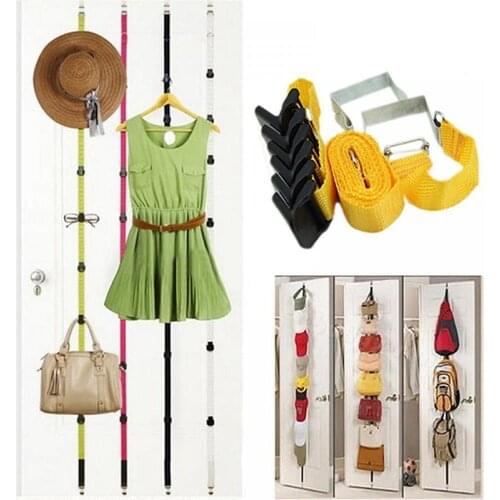 1pc Fashion Adjustable Over Door Straps Hanger Hat Bag Coat Clothes Rack Organizer
