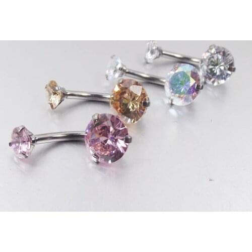 1 Piece Internally Threaded Stainless Steel Navel Ring Double Round AB Zircon Sexy Belly Button Rings Body piercing Jewelry