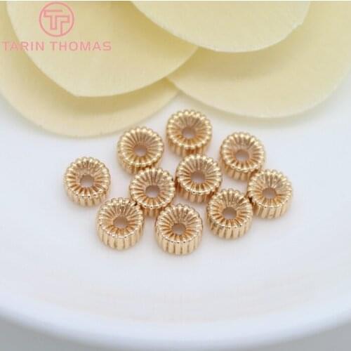 10PCS 6x3MM 24K Champagne Gold Color Plated Brass Spacer Beads Bracelet Beads High Quality Diy Jewelry Accessories