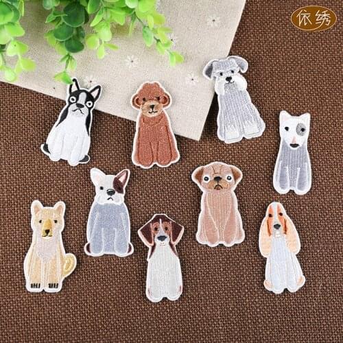 100pcs/lot Embroidery Patches Dog Puppy Wolf Animal Backpack Clothing Decoration Accessories Diy Iron Heat Transfer Applique