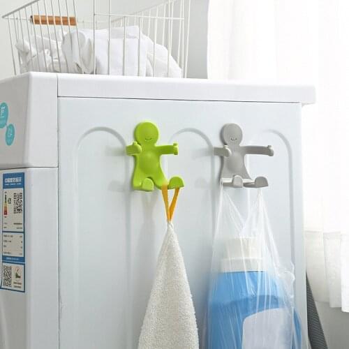 3 Colors Creative Bathroom Kitchen Supplies Multi-function Bathroom Traceless Hook Toothbrush Racks Villain Modeling Hook