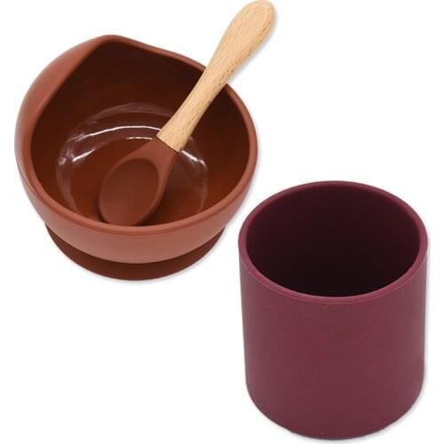 3Pcs/Set Baby Silicone Feeding Bowl Soild Color Water Cup Set Waterproof Platos Dishes ChildrenTableware Dinnerware Set Plates