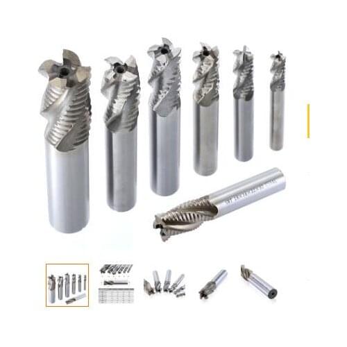 6 pcs M6-M20 Wave Milling Cutter 4 Flutes 6-20mm HSS-AL Wave Rough End Mill