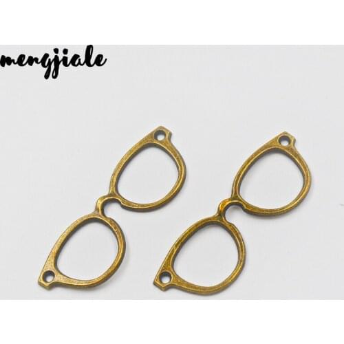 8pcs/lot High quality Antique Bronze Glasses alloy pendant DIY charms Womens Fashion Bracelet Necklace Jewelry Accessories