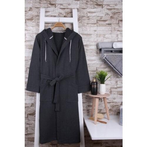 Unısex Hooded Anthracite Dressing Gown