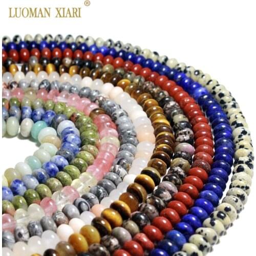 Free Shipping AAA Natural Lapis Lazuli Tiger eye Pink Quartz Wheel shape Stone Beads For Jewelry Making DIY Bracelet Necklace