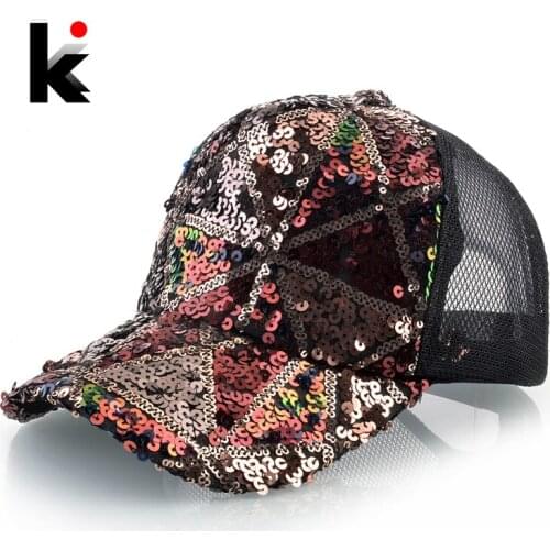 Unisex Baseball Cap Streetwear Sequins Trucker Caps Men Snapback Hip Hop Shinning Baseball Hats Women Breathable Mesh Drake Cap
