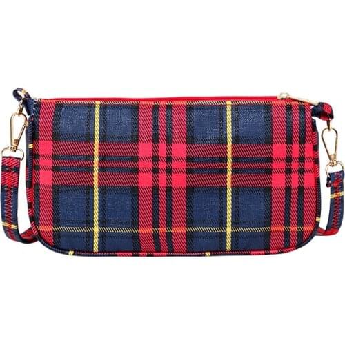 Women Hit Color Shoulder Pillow Bag Korean New Product Printing Plaid Crossbody Phone Bag Totes Purses and Handbags