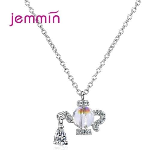 Elegant 925 Sterling Silver Pendant Necklaces For Women Clear AAAA Cubic Zircon Crystal Fashion Party Lovers Gift Jewelry