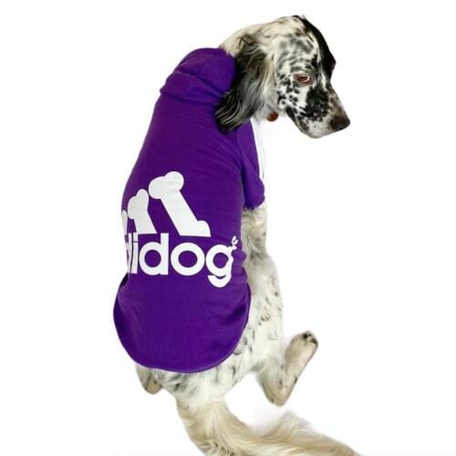 Purple Adidog Sporty Dog Hoodie, Dogs Sweatshirt, Dog Fashion, Dog Dress, Dog Clothes, Pet Clothes