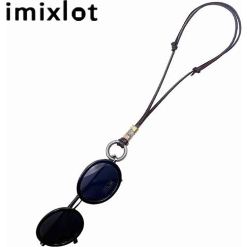 Imixlot 1PC Retro Fashion Leather Eyeglasses Rope Neck Cord String Hanging Glasses Holder Adjustable Retainer Necklace Strap