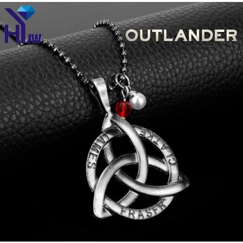 HEYu Fashion Outlander Scottish Irish Celtic Viking Norse Knot Eternity Cross Gaelic Scotland Ireland Dragonfly Chain Necklace