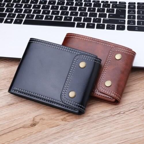 PU Wallet Men 2021 Mens Short Wallet Brand Coin Wallet Small Clutches Purse Business Money Clip Credit Card carteira masculina