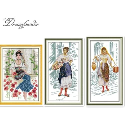 Beauty cross stitch kit aida 14ct 11ct count printed canvas stitches embroidery DIY handmade needlework