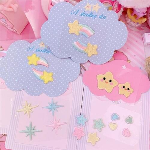 Japan star heart-shaped rainbow Embroidery cloth stickers shoes mobile phone shells decorative self-adhesive stickers