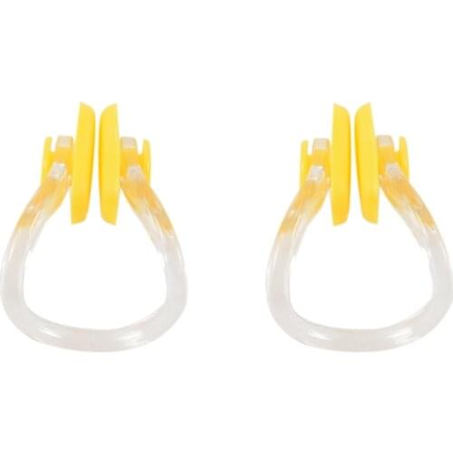 New-Yellow Clear Rubber Diving, Swimming Swimming Nose Clip Protection 2 Pcs