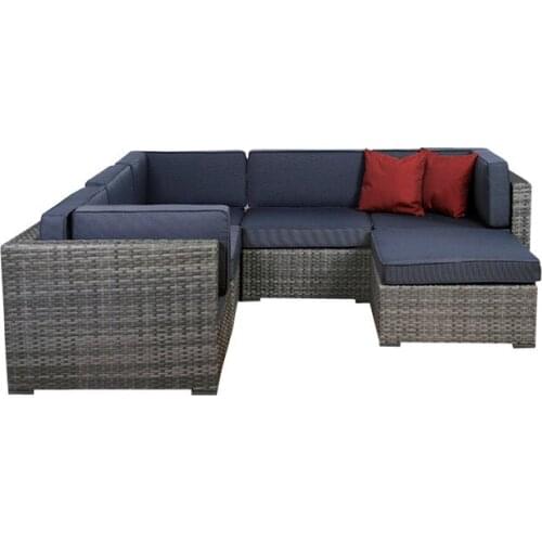 New Design 6-Piece Grey Wicker Seating Set with Grey Cushions
