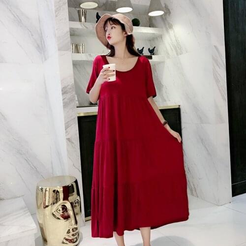 Plus size cake skirt sexy temptation night gown female Korean version of pregnant women skirt home skirt wine red seksi gecelik