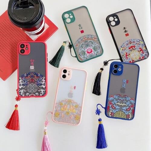 Suitable for iPhone11 Huawei mate30nova7 skin-feel precision hole protective cover tassel country tide mobile phone case SP45