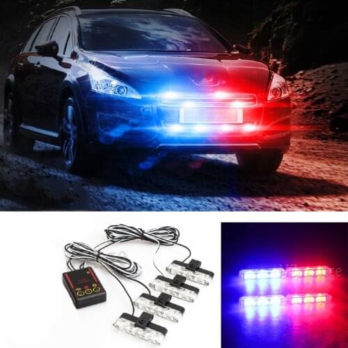 4 pcs 3 Leds Police Light LED FSO Flasher Car Truck Flashing Firemen Strobe Warning Ambulance Emergency LED Police Lights
