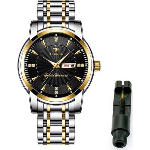 Dropshipping JLANDA Womens Simple Round Dial Quartz Watches Date Week Stainless Steel Waterproof Wristwatch for Woman J6608L