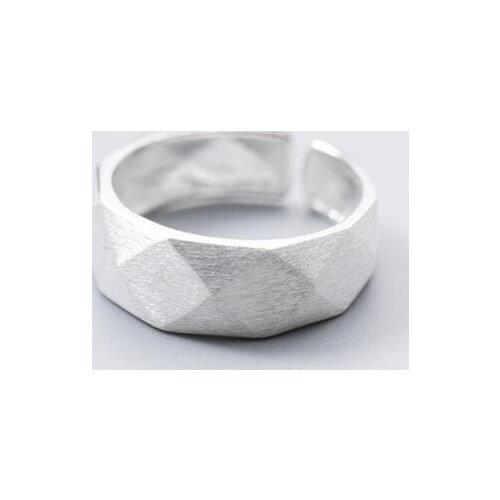 Adjustable.size5.25-size6.5 100% Authentic REAL.925 Sterling Silver Fine Jewelry Faceted-Cut Geometric Ring GTLJ1424