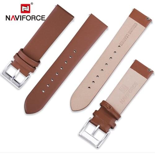 NAVIFORCE Casual Genuine Leather Watchbands 20mm Black Dark Brown Blue Men Cowhide Watch Strap Belt with Stainless Steel Buckle