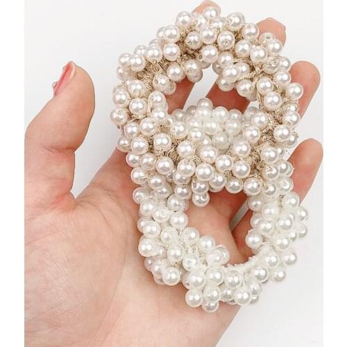New Women Girls Elegant Colorful All Pearls Elastic Hair Bands Sweet Hair Ornament Headband Scrunchie Fashion Hair Accessories