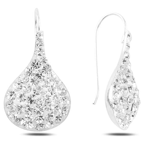 Silver 925 Sterling Crystal Stone Earrings
