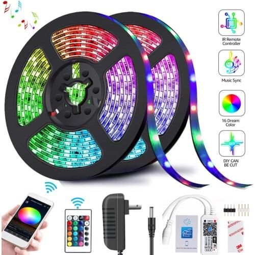 Led Strip Light 2835 SMD RGB Tape 5M 10M 15M 20M DC12V 3528 Flexible RGB LED Stripe Ribbon Diode 24Key Controller WIF Adapter