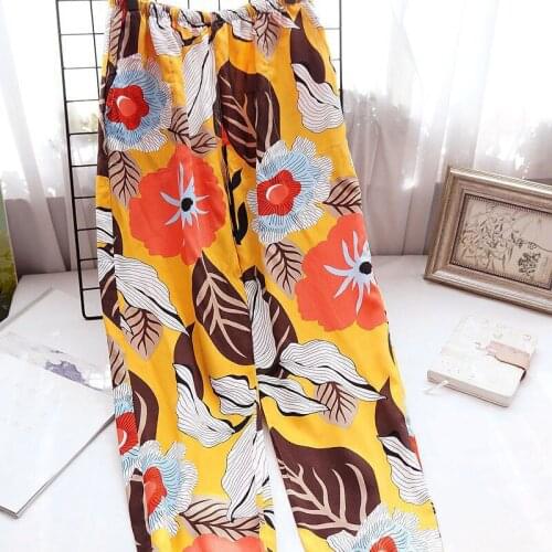 Womens Viscose Pajamas Trousers Closed Legs Summer Thin Side Pocket Anti-mosquito Pants Large Size Loose Sloeepwear Home Pants