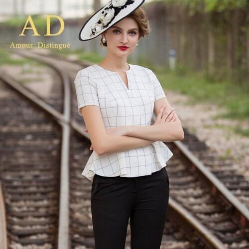 Women s office suits set professional female business lady suit plus size white plaid blazer pant designer tailor 2019 free ship