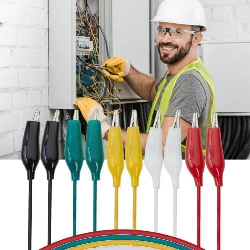 10pcs Alligator Clips Electrical DIY Test Leads Alligator Wire Clip Crocodile Set Jumper Roach Lead Test Clips Double-ended M4F4