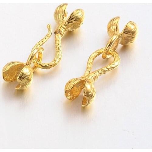 100 Set Flower Brass Hook S-Hook Clasps Lead Cadmium Free Connector for DIY Jewelry Making Keychain Necklace Earring Accessories