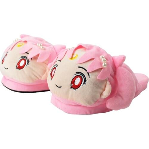 28cm Anime Sailor Moon Chibi Usa Plush Slippers Winter Indoor Warm Shoes Soft Stuffed Cartoon Animal Doll