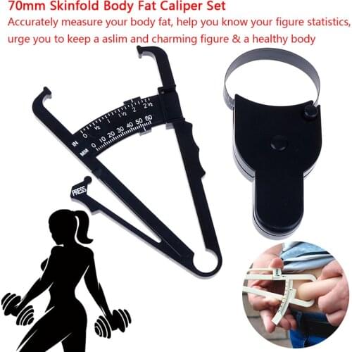 70mm Skinfold Body Fat Caliper Set Body Fat Tester Body Skinfold Measurement Tool with Measure Tape Body Fat Monitors
