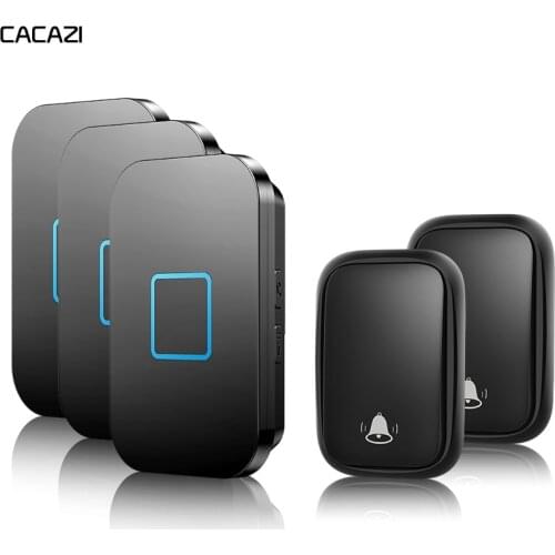 CACAZI Wireless Doorbell,Waterproof Button with 300M Range,Wireless Call bell US EU UK Plug For Home,Office,Classroom