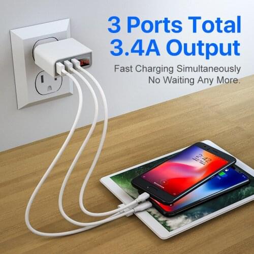 5v3.4a digital display power adapter US UL smart charger head 3C Digital European mobile phone fast charging head cable