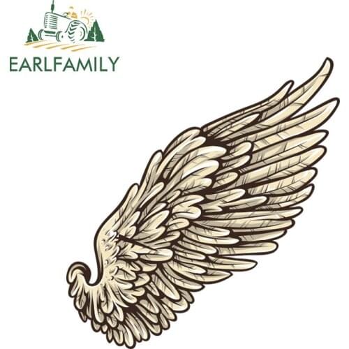 EARLFAMILY 13cm x 12.2cm Guardian Angel Wings Lovely Reflective Car Stickers Fashion Car Rearview Mirror Decal DIY Car Styling