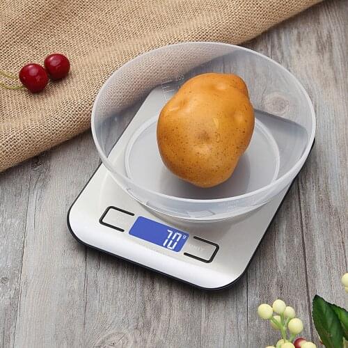 Electronic Kitchen Scale Measuring Tool Digital Multifunctional Stainless Steel Easy Clean Anti-Slip Device 5kg / 11lbs