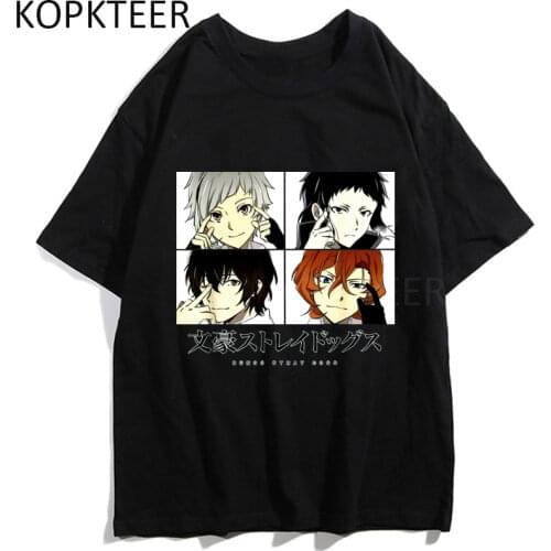 Anime T-shirts Bungo Stray Dogs Team Cute Dazai Osamu Funny Manga Print Japanese Streetwear Casual Tops Tee Summer T-shirts